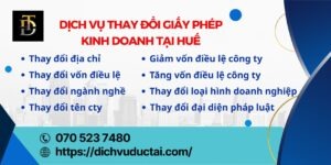 dịch vụ thay đổi giấy phép kinh doanh tại Huế